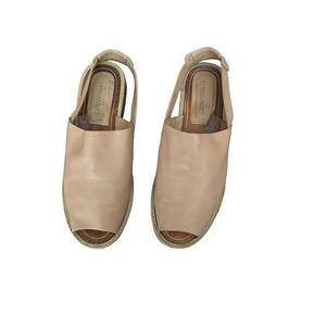 Rachel Comey Women's Peep Toe Leather Sling Back Cream Flat Sandals Size 8